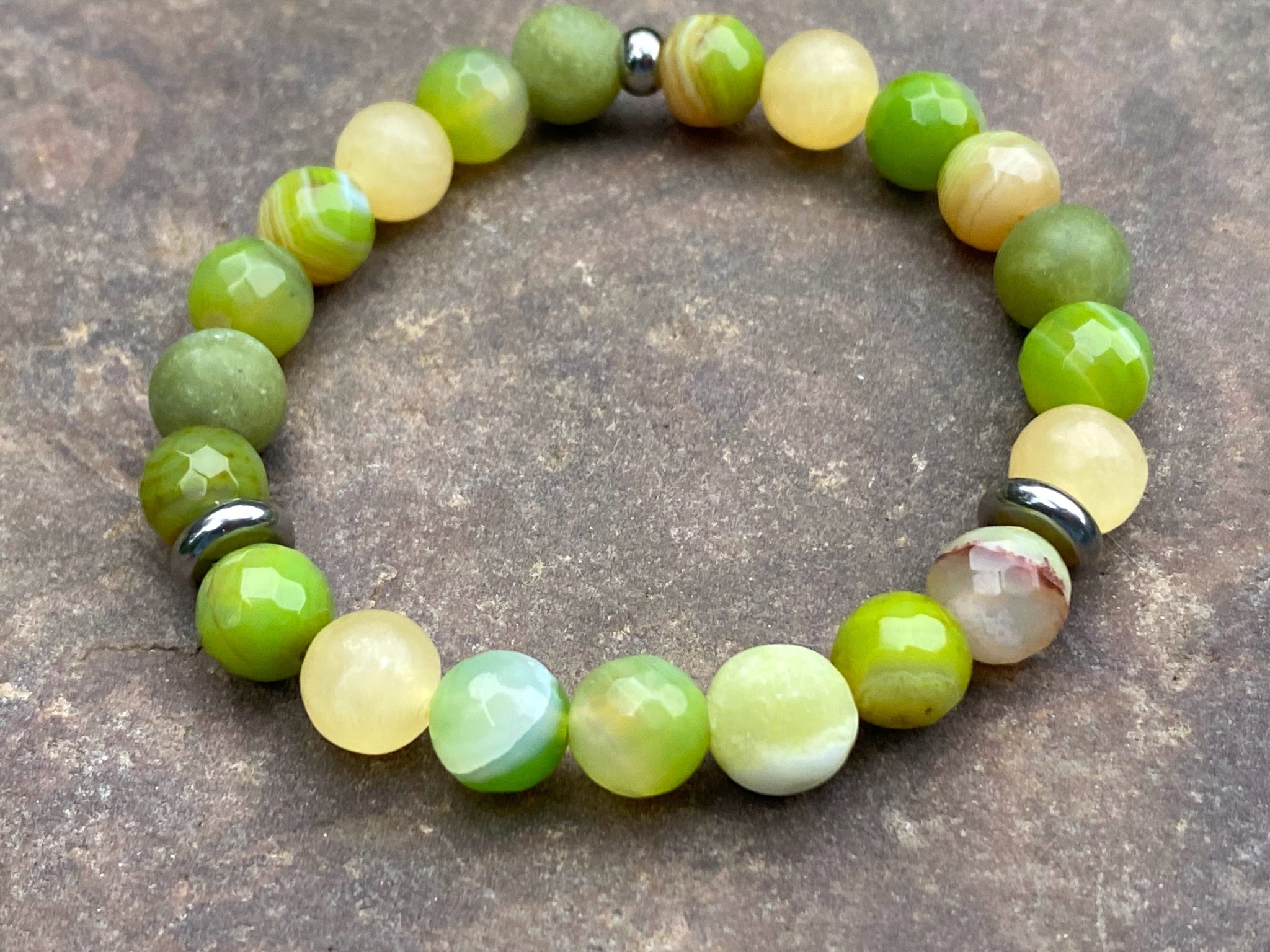 Agate and Jade Bracelet Joy and Prosperity – Coconut Quartz