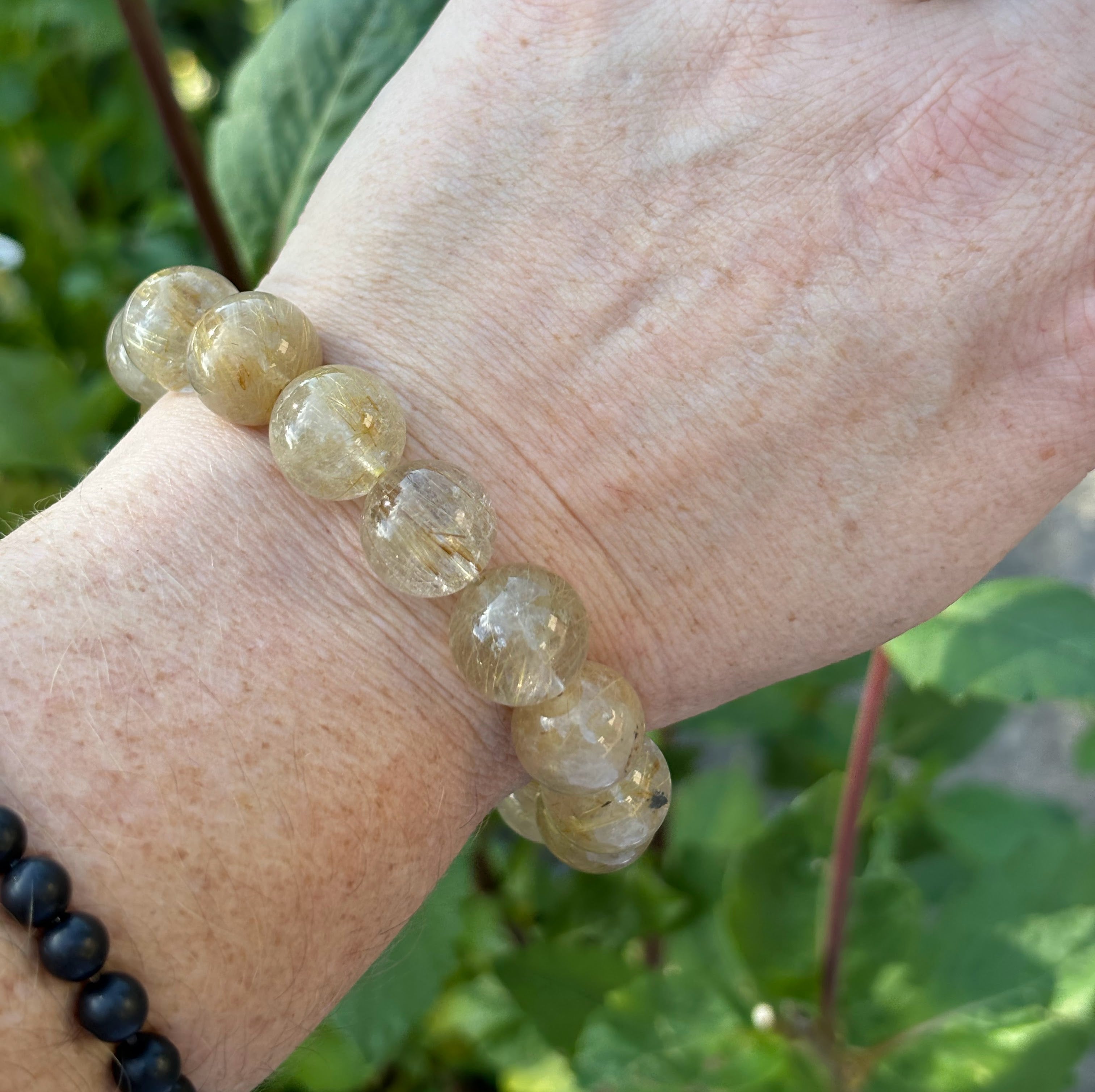 GOLDEN RUTILATED QUARTZ BRACELET SEMI PRECIOUS GEMSTONE BRACELET