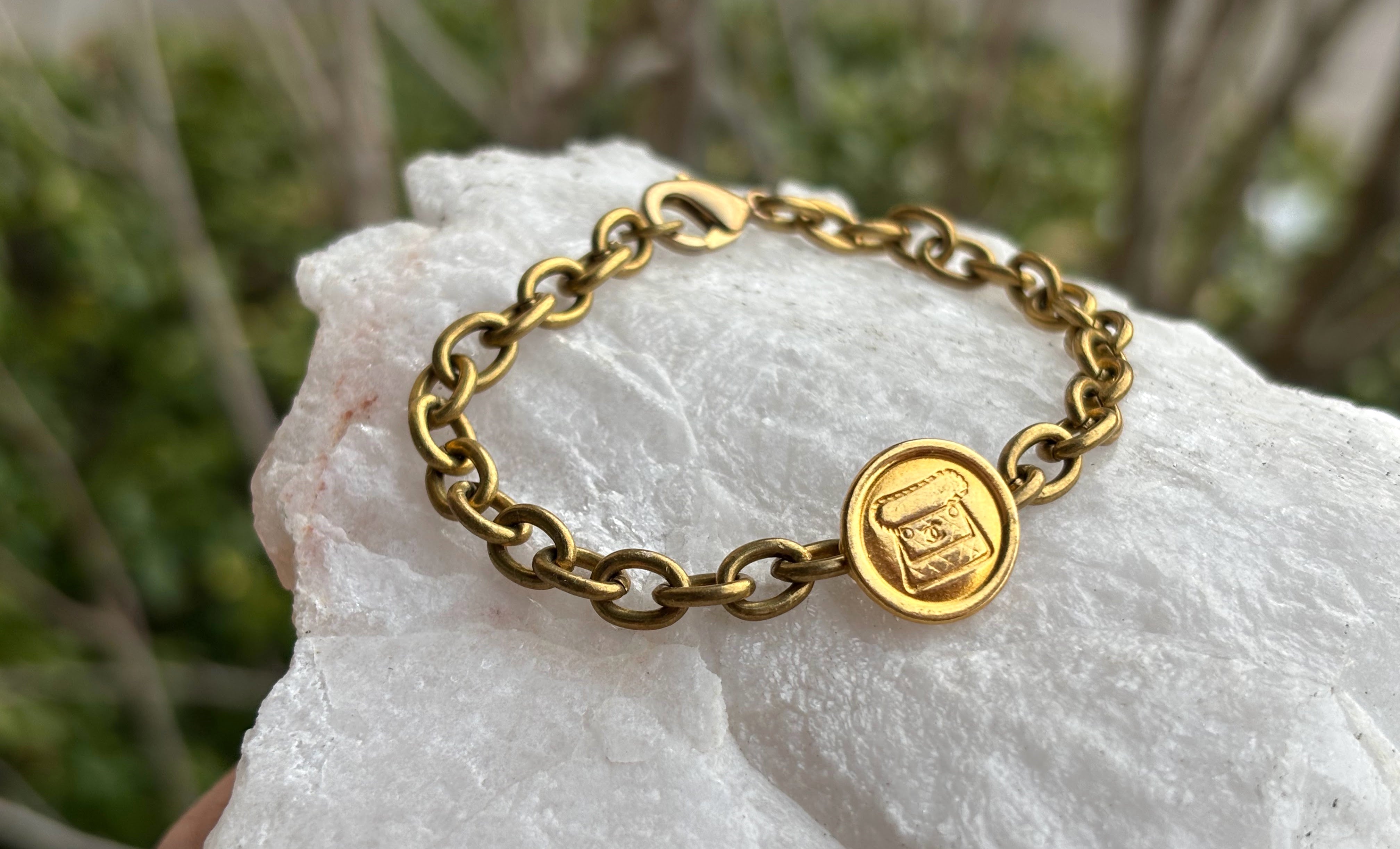 GOLD CHANEL BRACELET VINTAGE CHANEL BUTTON BRACELET – Coconut Quartz