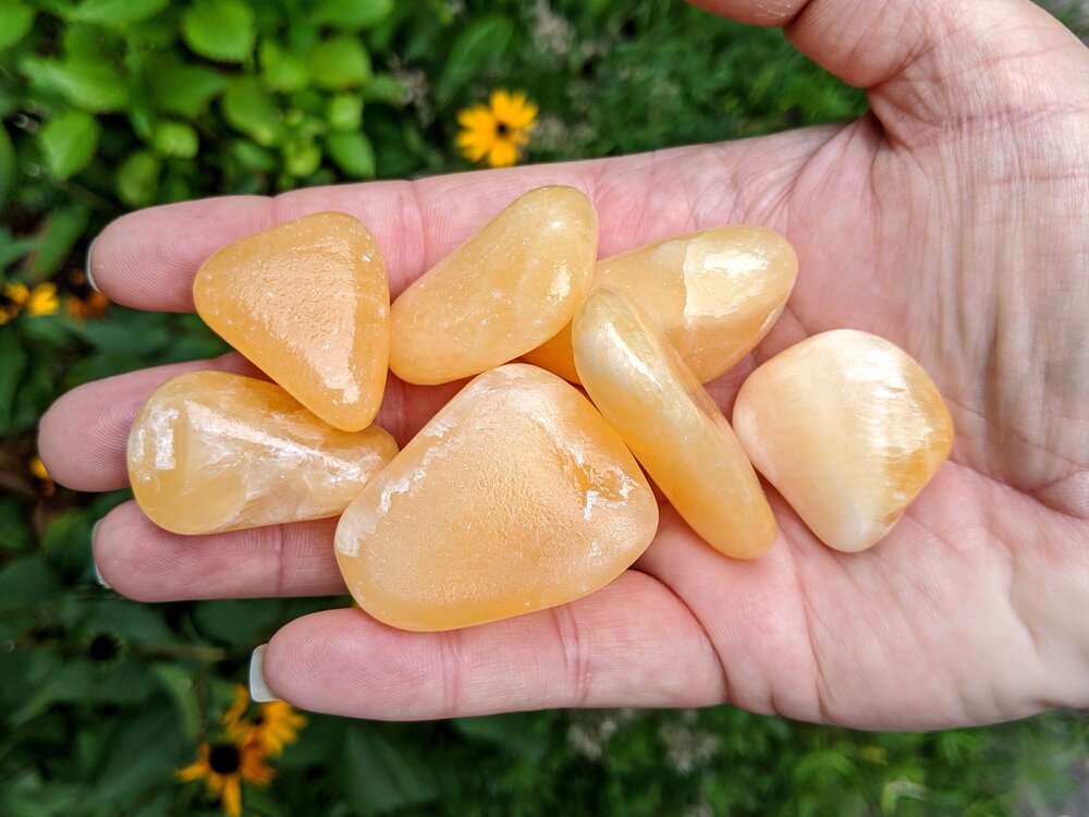 ORANGE CALCITE TUMBLED STONES – Coconut Quartz - Main Image